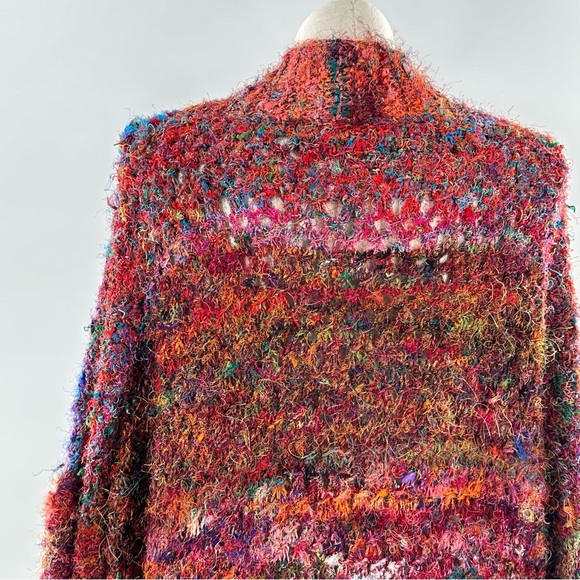 handmade womens shag knit sweater size L multicolored dopamine lagenlook - Picture 7 of 9